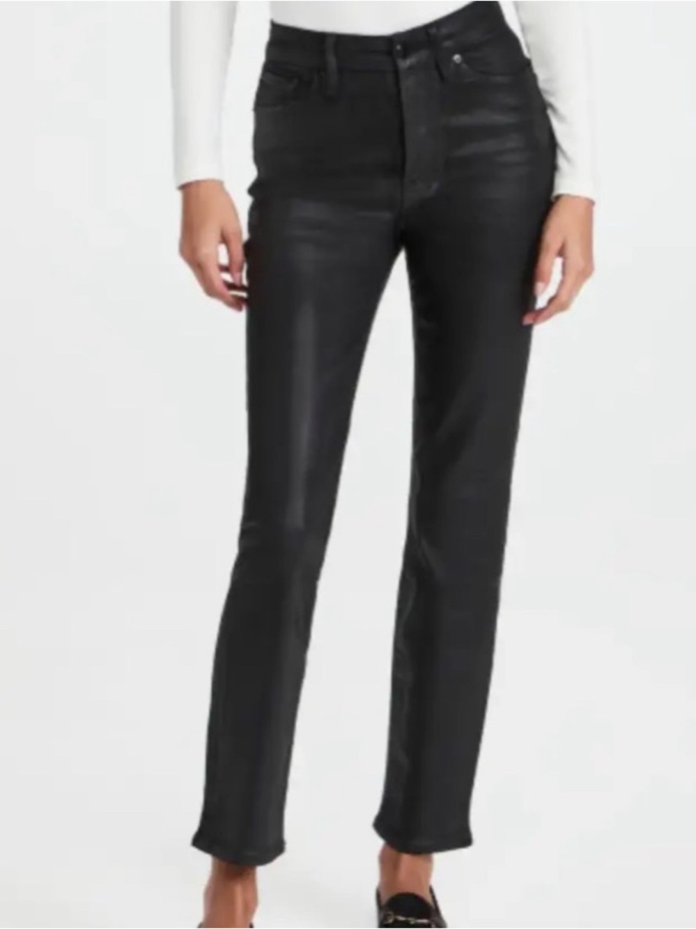 NWT Good American Good Legs Straight Coated Jeans Size 8